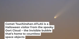 View of the Tsuchinshan-ATLAS comet on Sept. 30, 2024, from Monfrague National Park in Spain. Marcos del Mazo/LightRocket via Getty Images